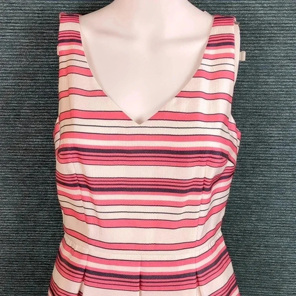 Ann Taylor Striped Pleated Fit & Flare Dress NWT - Picture 2 of 11